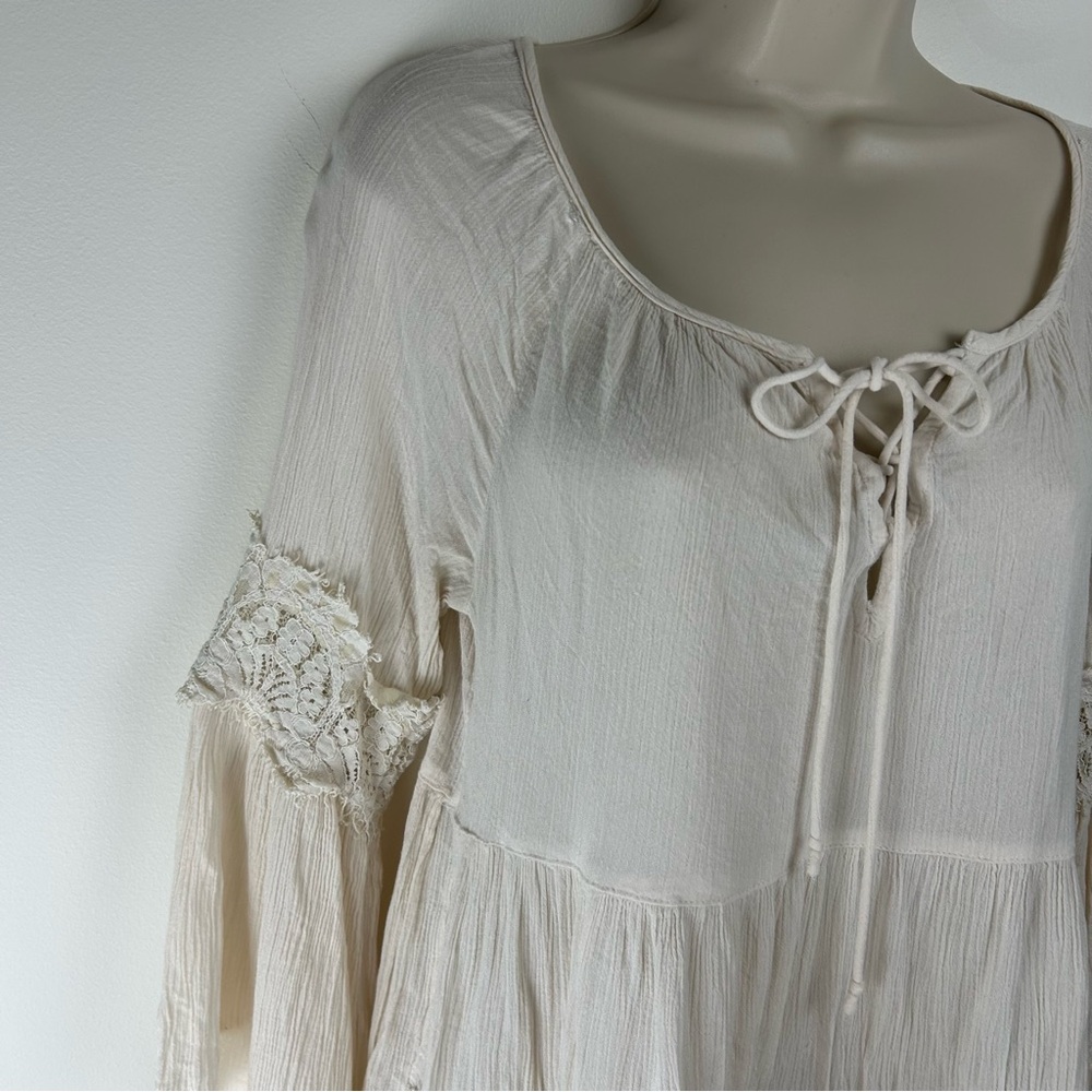 Vintage Hollister Laceup Blouse S Boho Fairy Anglecore Festival Beachy Whimsical - Picture 4 of 12